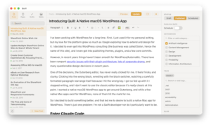 A screenshot of the Quill desktop application for WordPress showing the edit post view