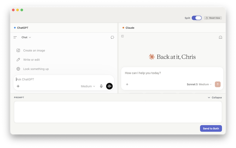 A screenshot of the Duet application in split view